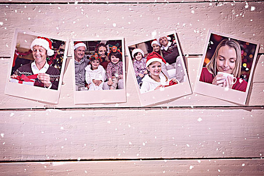 合成效果,图像,照片,木地板,微笑,英俊,男人,圣诞帽,打开,礼物
