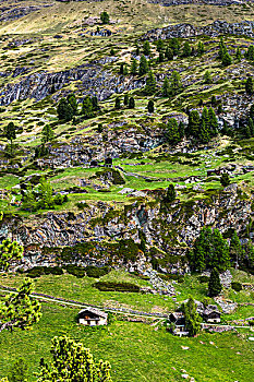 徒步旅行,山村,靠近,策马特峰,瑞士