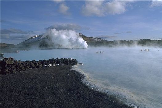 冰岛,蓝色泻湖,游泳者