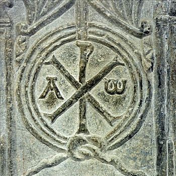 象征,耶稣,石棺,世纪,教堂,莫瓦赛克,法国,欧洲