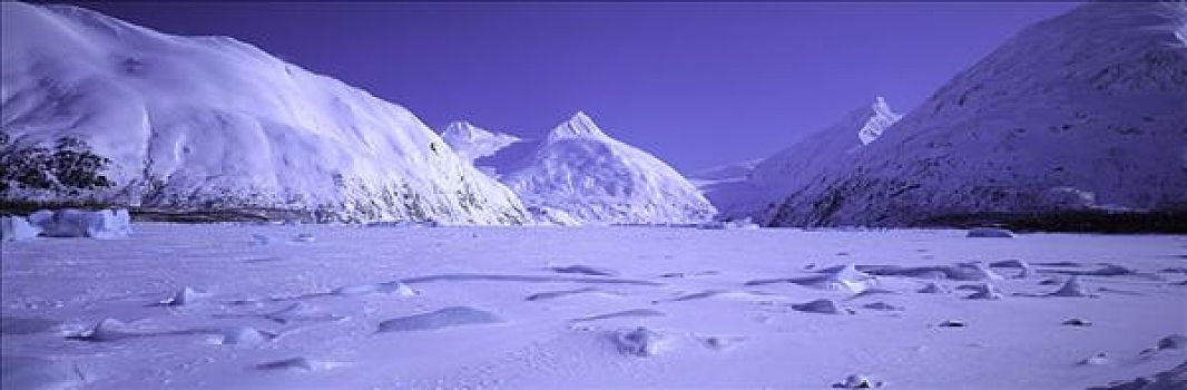 波蒂奇,冰河,湖,楚加,白色,雪,冰,冬天,景色