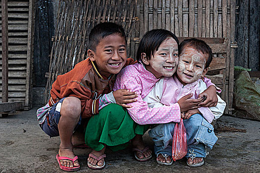 孩子,脸,掸邦,缅甸,亚洲