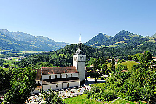 教堂,中世纪,城镇,弗里堡,瑞士,欧洲