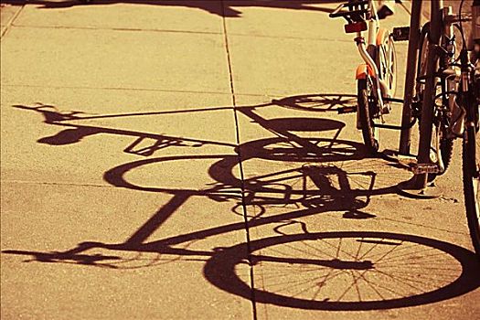 影子,自行车,人行道