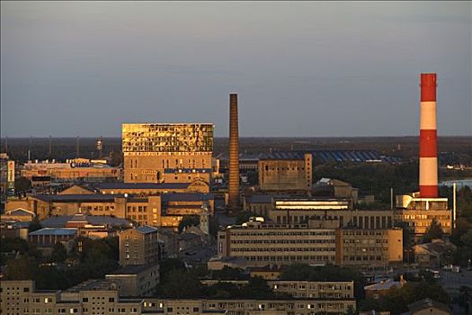 工业,区域,烟囱,现代建筑,塔林,爱沙尼亚,波罗的海国家,欧洲