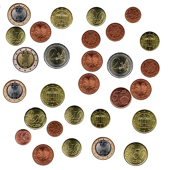 欧元硬币,抽象拼贴画
