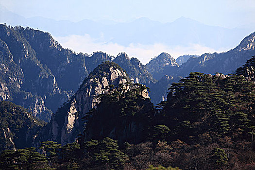 山峦,山顶,远景