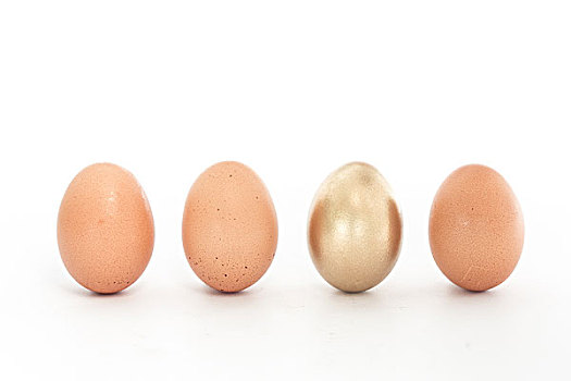 四个,蛋,排列,一个,金色
