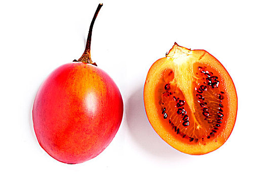番茄,切,一半,白色背景