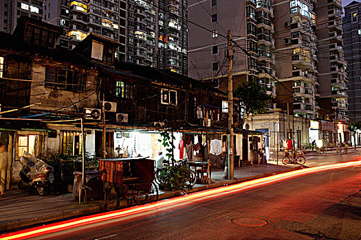 光影,汽车,街道,上海,夜晚,中国