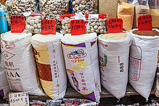 中国,香港,食品店,展示,稻米