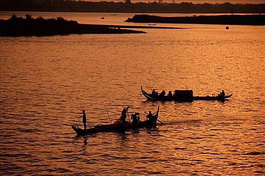 柬埔寨,金边,船,湄公河