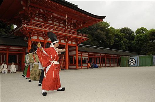 仪式,弓箭手,日本神道,典礼,节日,京都,日本,亚洲