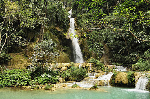瀑布,琅勃拉邦,老挝