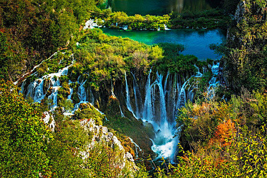凝灰石,瀑布,河,十六湖国家公园,克罗地亚,大幅,尺寸