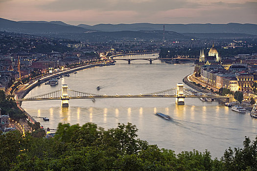 链索桥,多瑙河,布达佩斯,匈牙利