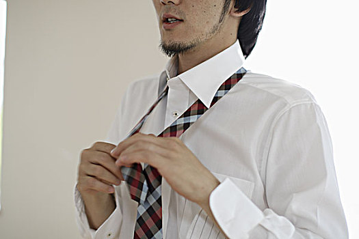 男人,调整,领带