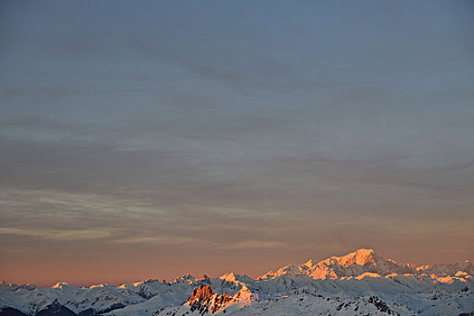 山,雪,清新,日落,滑雪胜地,法国