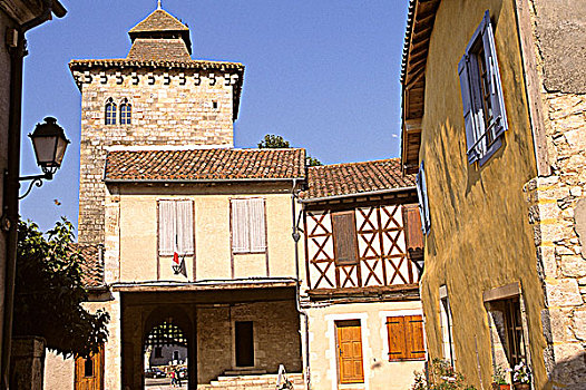 法国,乡村,牢固,城镇,14世纪,大门