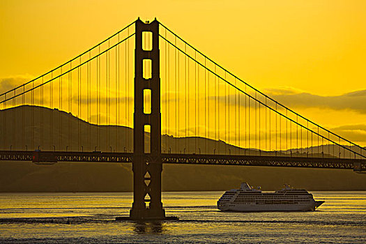 游船,靠近,旧金山湾,旧金山,加利福尼亚,美国