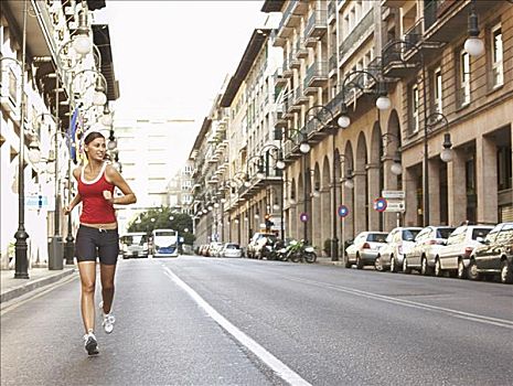 女人,慢跑,街上