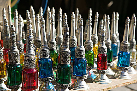 摩洛哥,玛拉喀什,市场,香水,瓶子
