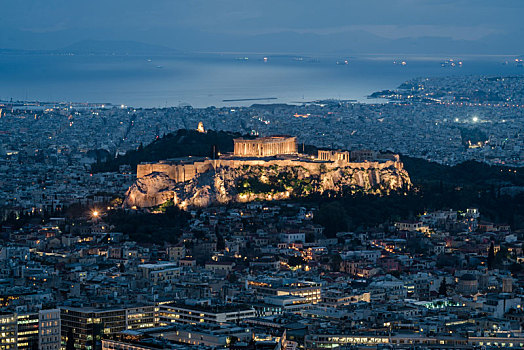 希腊雅典卫城夜景