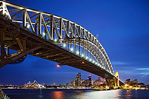 光亮,海港大桥,夜晚,悉尼