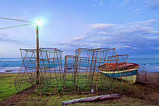 捕虾笼,海岸