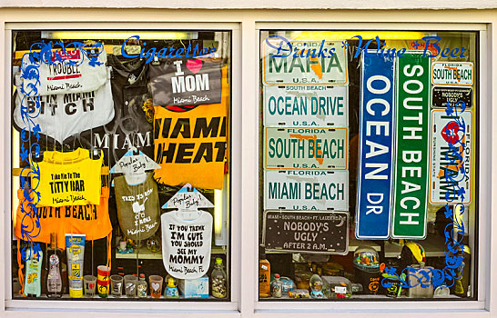 纪念品,橱窗,迈阿密海滩,佛罗里达,美国