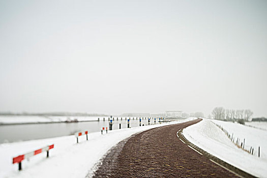 乡村道路,雪景