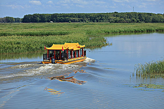 雁窝岛湿地,游船