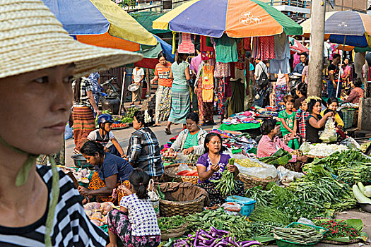 亚洲,缅甸,曼德勒,市场,食物