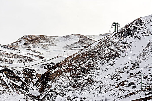 滑雪缆车,山丘,中心