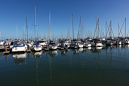 渔人码头,渔船,哥拉德利广场,蓝天,北美洲,美国,加利福尼亚州,旧金山,风景,全景,文化,景点,旅游