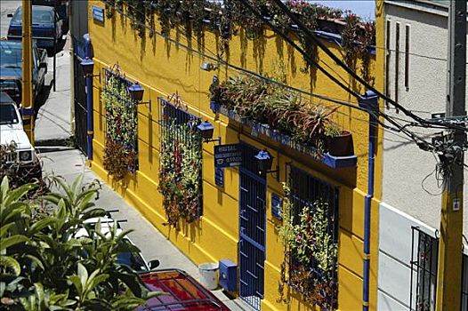 黄色,建筑,瓦尔帕莱索,智利,南美