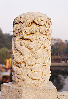北京颐和园苏州街柱石石刻
