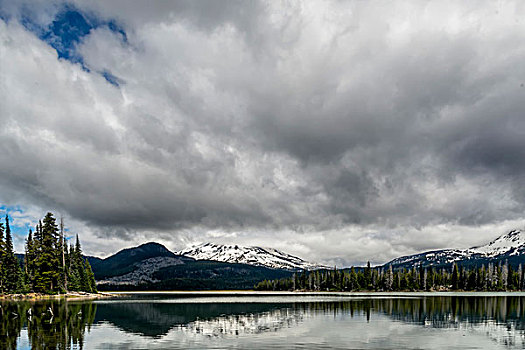 美国,俄勒冈,斯帕克斯湖,湖,风景,画廊