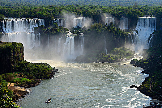 船,伊瓜苏,瀑布,国家公园,巴西,南美