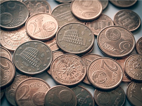 复古,看,欧元硬币