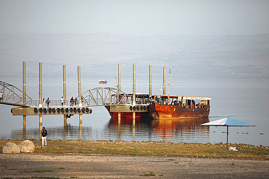 码头,船,旅游,湖,加利利地区,以色列,亚洲