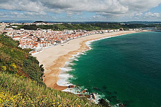 空,海滩,海边,城镇,葡萄牙
