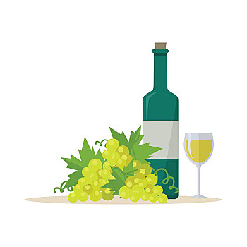 酒瓶,葡萄酒杯,瓶子,白葡萄酒,酿酒葡萄,标签,玻璃杯,满,葡萄酒,象征,葡萄园,葡萄,白葡萄
