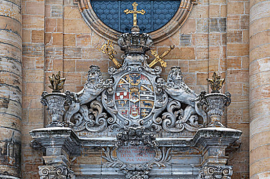 盾徽,高处,入口,朝圣教堂,圣三一教堂,建造,建筑师,上弗兰科尼亚,巴伐利亚,德国,欧洲