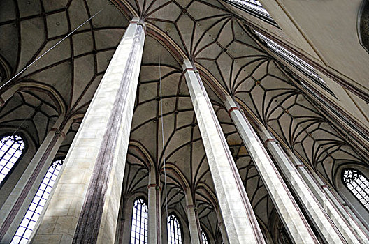 拱顶天花板,教堂中殿,教堂,下巴伐利亚,巴伐利亚,德国,欧洲