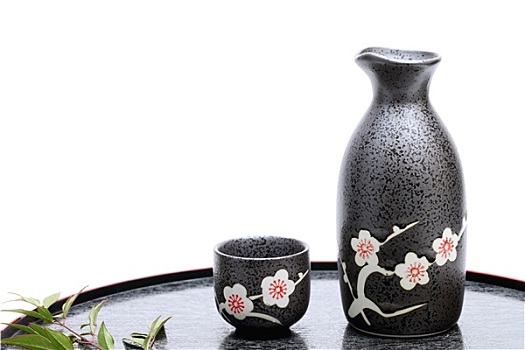 日本,米酒瓶,杯子,隔绝,白色背景,背景