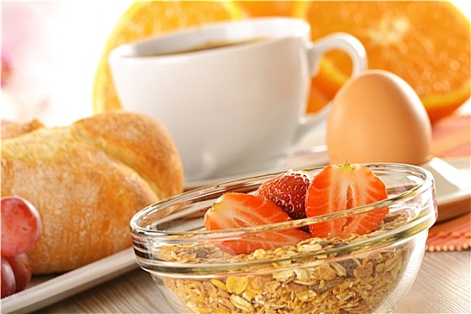 早餐,咖啡,蛋,橙汁,牛奶什锦早餐