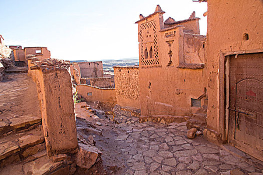 摩洛哥,狭窄,拱形,道路,风,牢固,乡村,世界遗产,联合国教科文组织