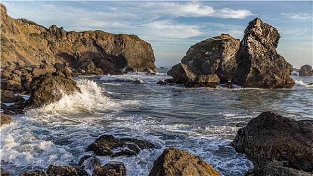 波浪,碰撞,岩石海岸