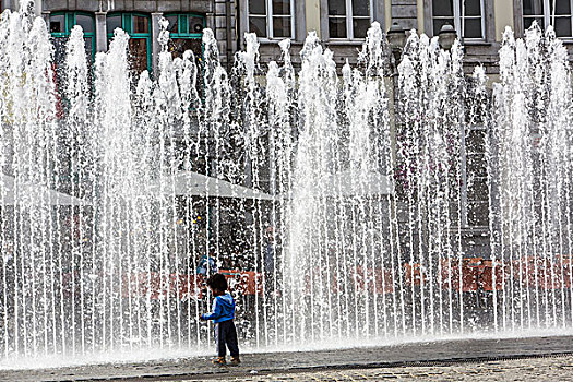 水,特征,喷泉,大广场,中心,历史,埃诺省,比利时,欧洲